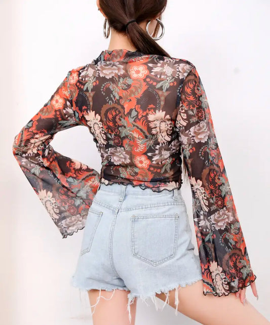 Sheer Flared Long Sleeve