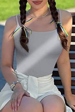 Basic knit white camisole bodysuit