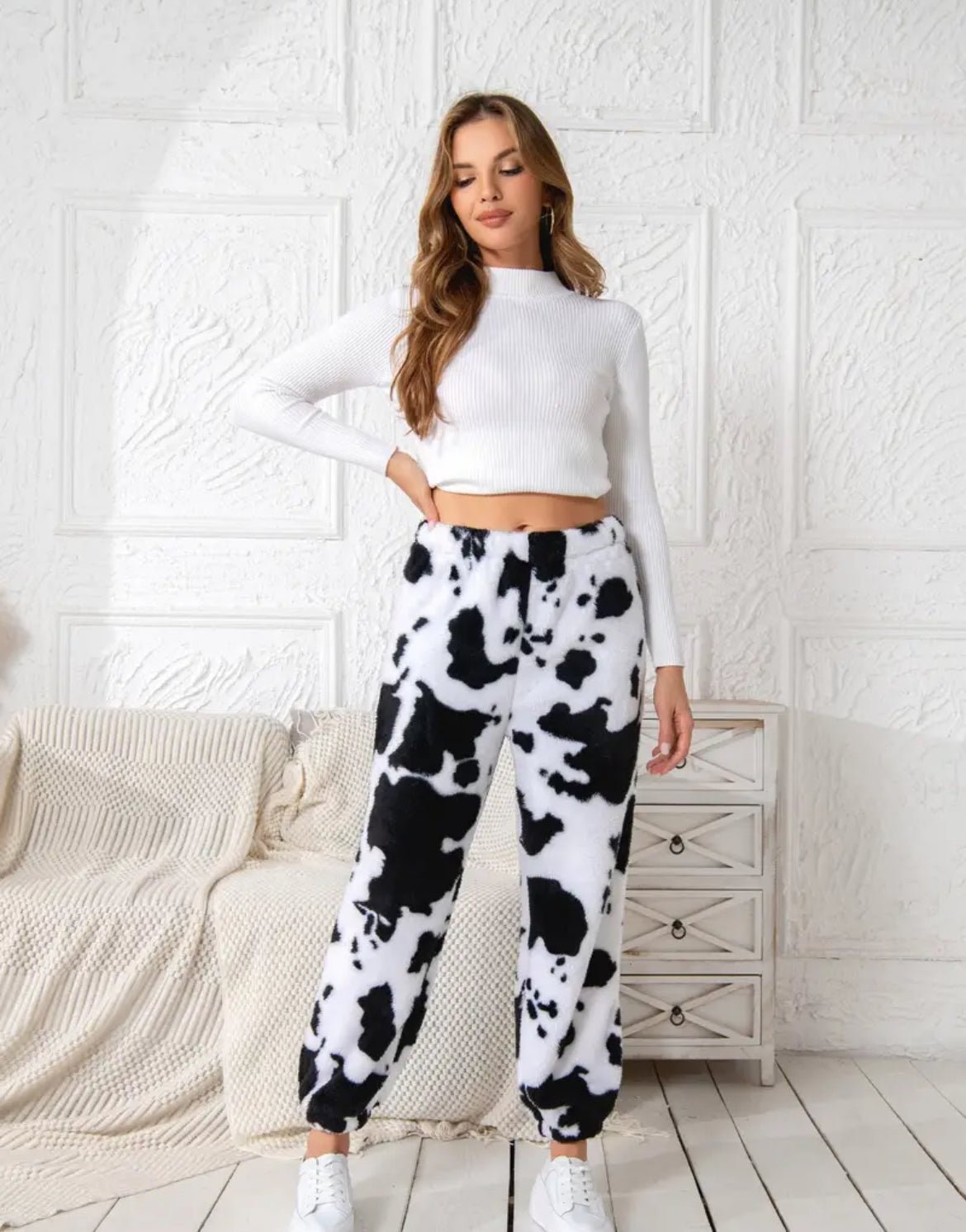 Cow Print Sweat Pants