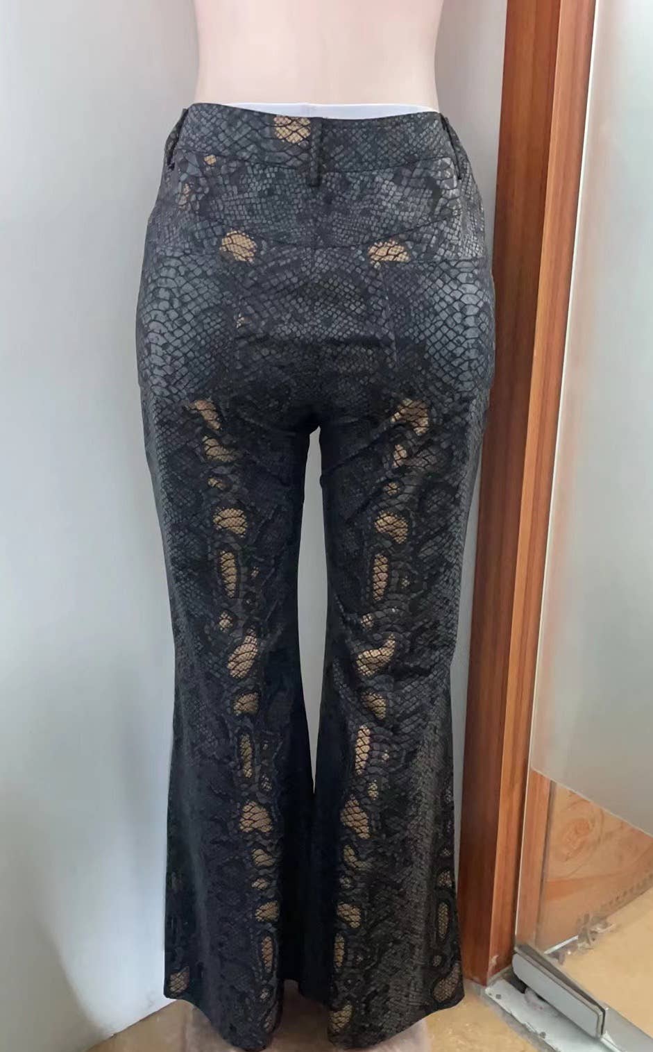 Snake Texture Tight Bell Pants