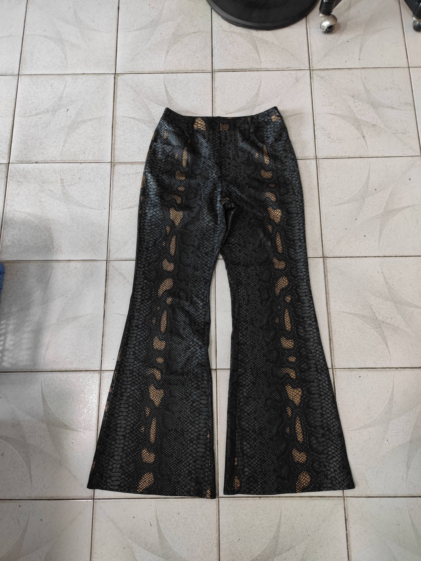 Snake Texture Tight Bell Pants