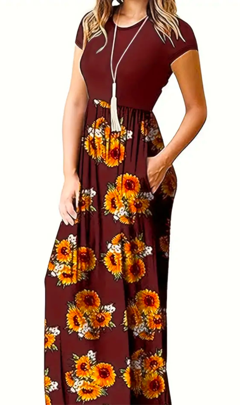 Long Sunflower dress with pockets