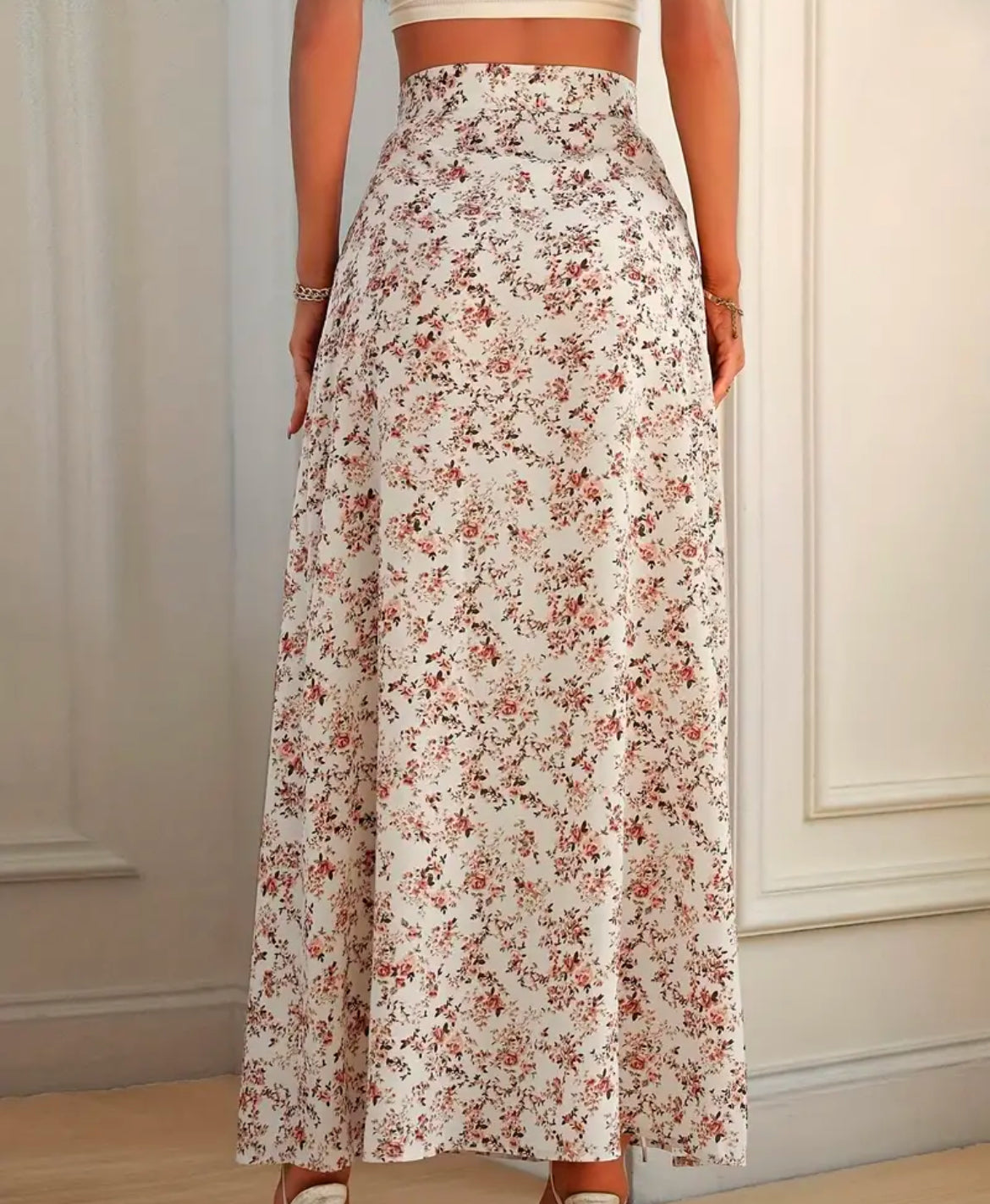 Floral Skirt with Slit