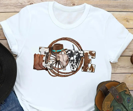 White Cowgirl LOVE T-Shirt