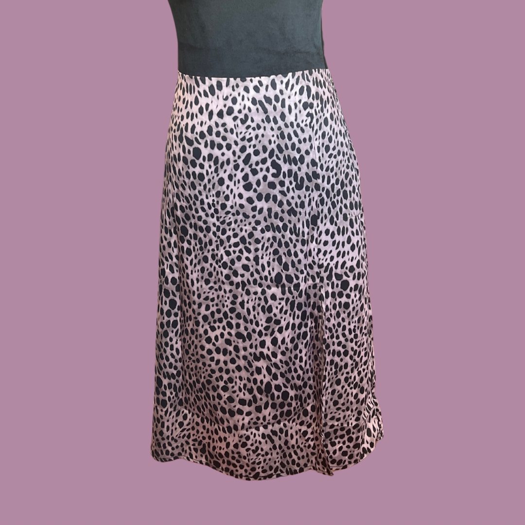 Plus Size Leopard Print Slit Skirt