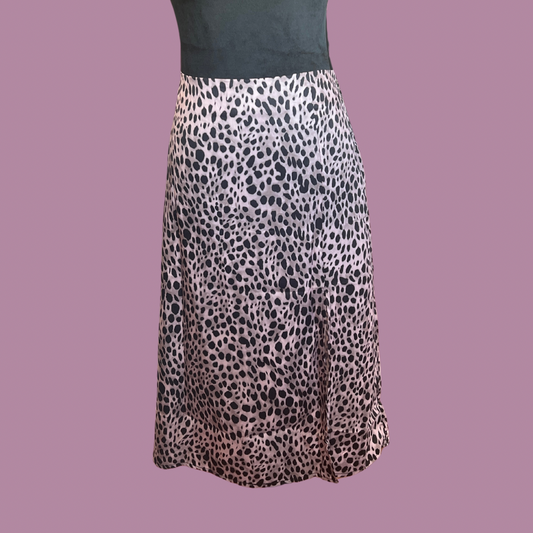 Plus Size Leopard Print Slit Skirt