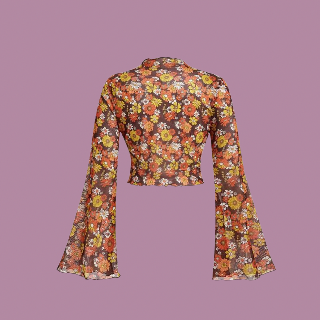 Plus Size Sheer Floral Shirt