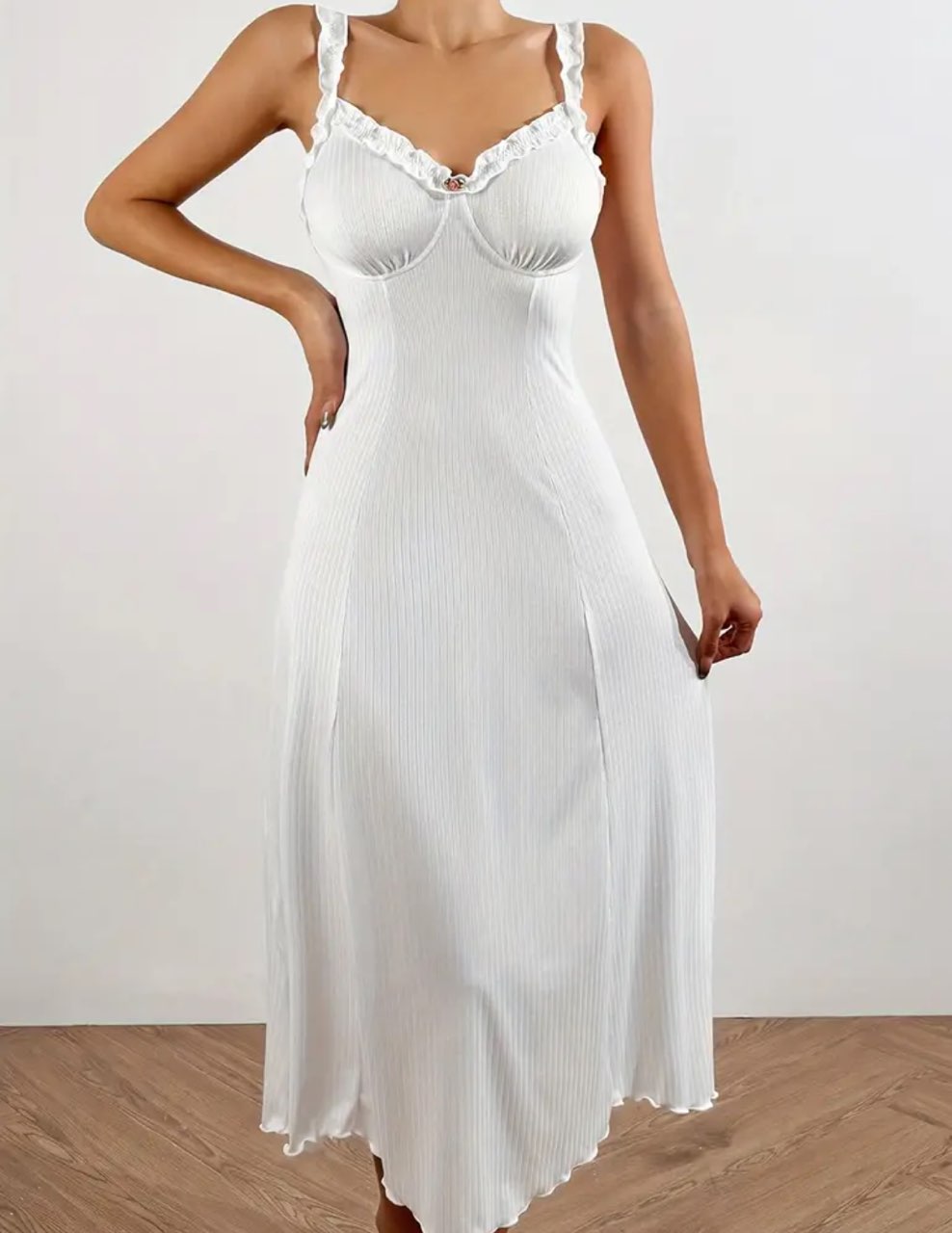 Knitted ruffled nightgown