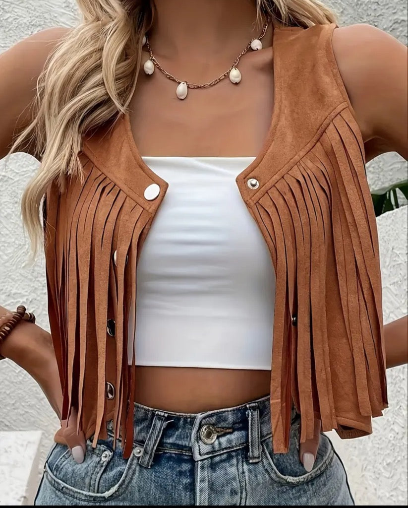 Fringe brown vest