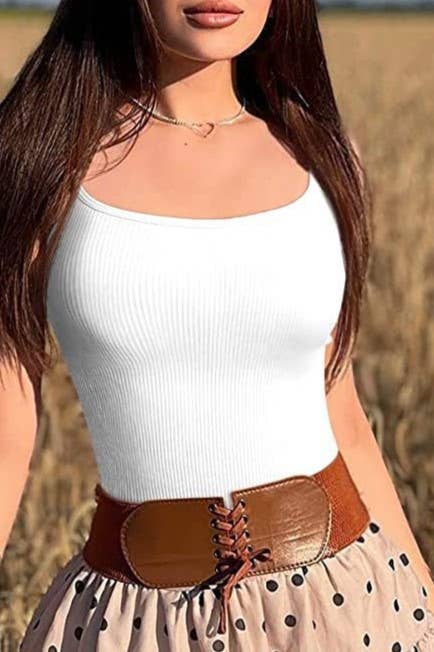 Basic knit white camisole bodysuit