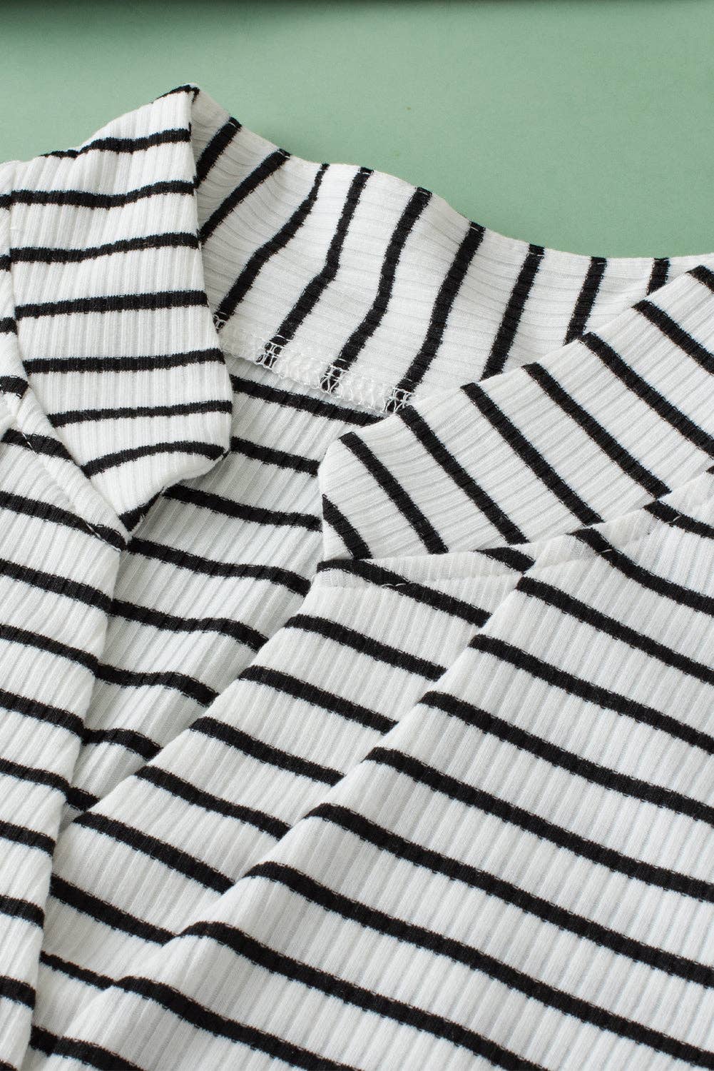 White Striped V Neck Buttoned Tank Top