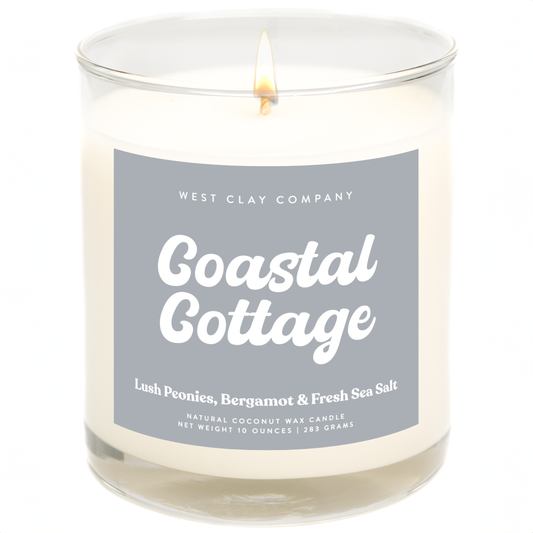 Coastal Cottage Candle 🌊 - Bergamot, Peony, Sea Salt Scent