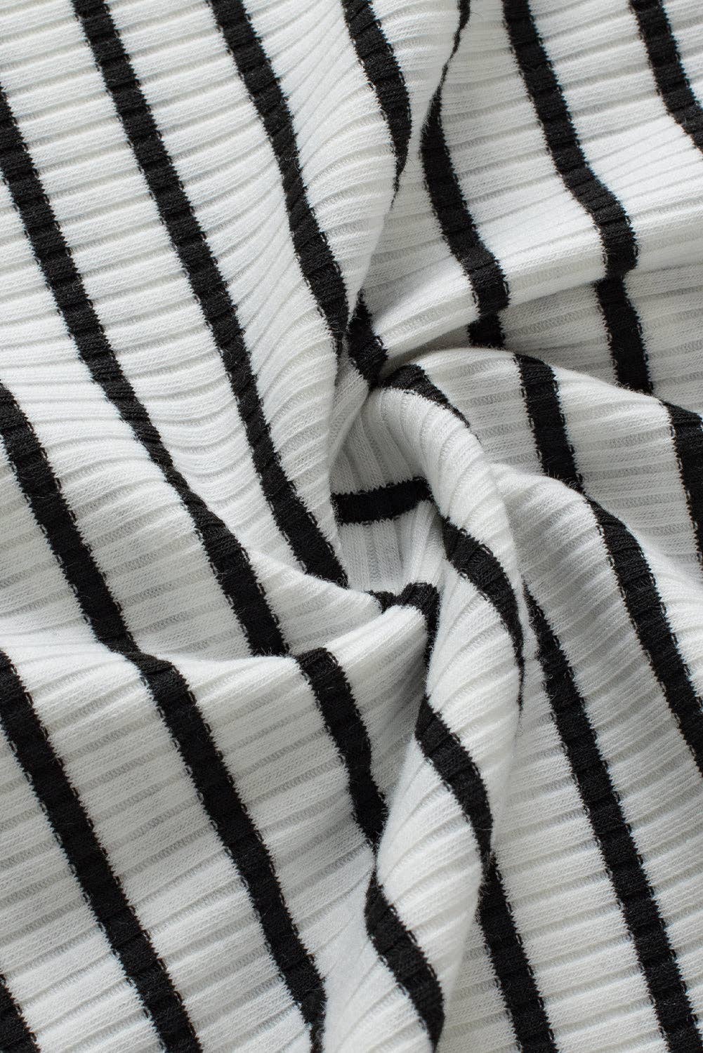 White Striped V Neck Buttoned Tank Top